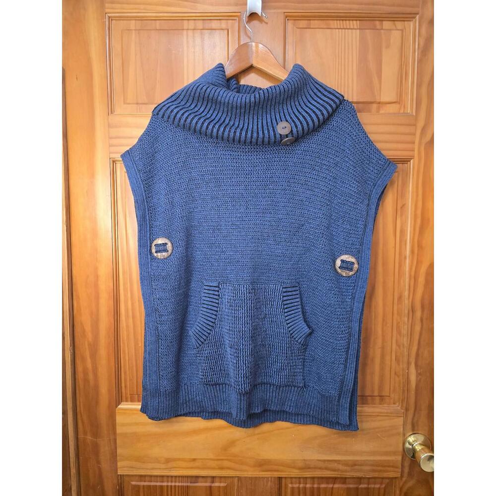 ANGEL Poncho/Vest Navy Blue Size small! Adorable button accents